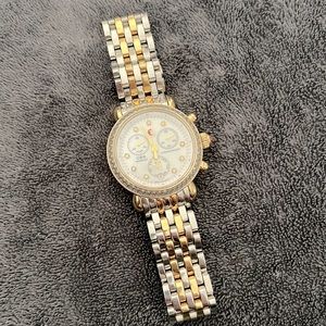 MICHELE stainless steal & gold plated diamond watch